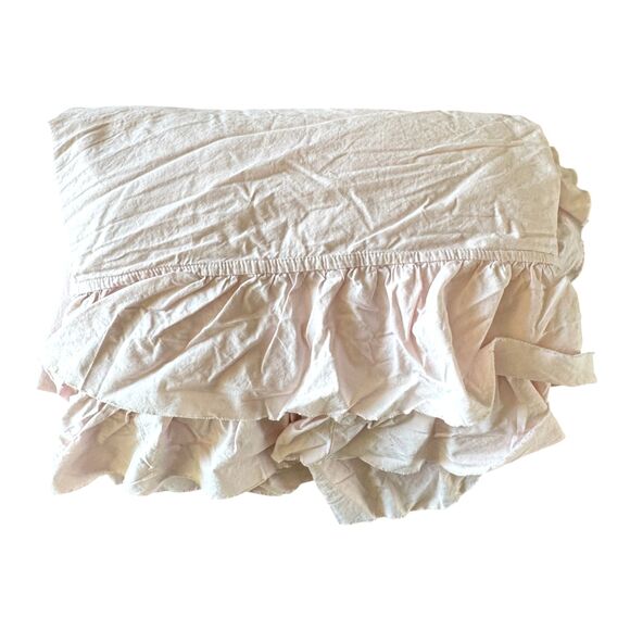 Pottery Barn Teen Washed Cotton Ruffle Organic Twin/XL Twin Duvet Cover Pink - Picture 1 of 8
